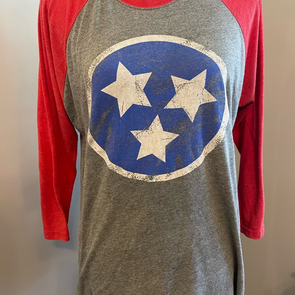 Red and Gray Raglan TN Tri-Star Shirt